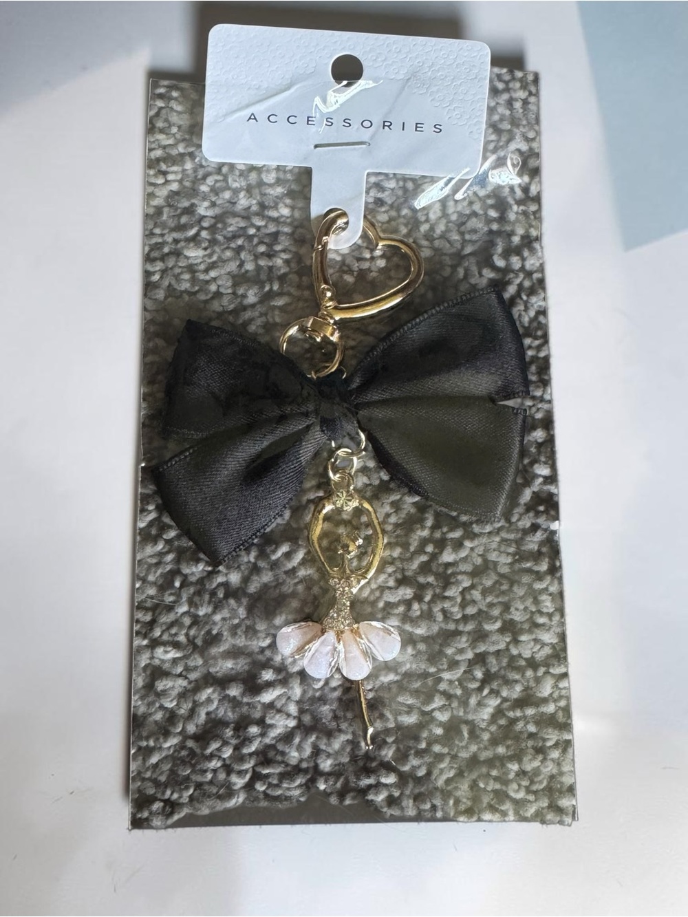 Black Bow & Gold Ballerina Keychain